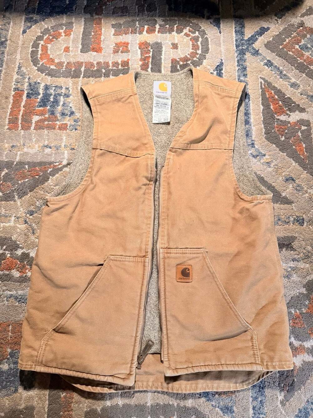 Carhartt V26 CML Sherpa-Lined Firm Duck Canvas Vest size Small